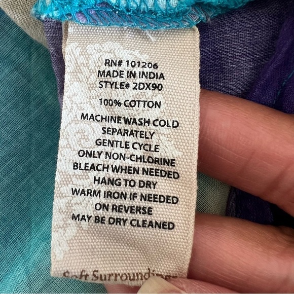 Soft Surroundings Painterly Plaid Popover Coastal Lightweight Oversized Hi-Lo S - Picture 9 of 9